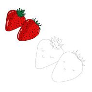 Educational game connect dots draw strawberry