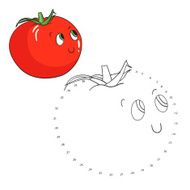 Educational game connect dots draw tomato vector