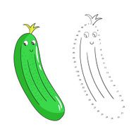 Educational game connect dots draw cucumber vector