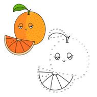 Educational game connect dots draw orange vector