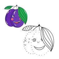 Educational game connect dots draw plum vector
