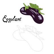 Educational game connect dots draw eggplant vector