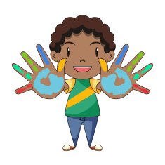 Toddler fingers painted hands