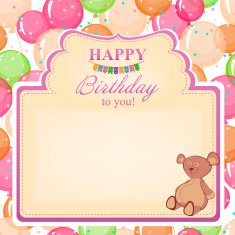 Children's congratulatory background with a birthday for girls