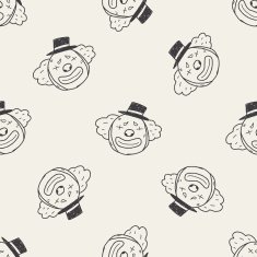 doodle clown seamless pattern background