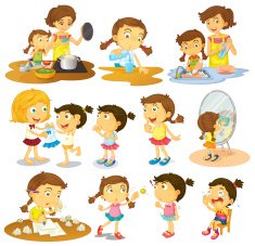 Different actions of a young girl