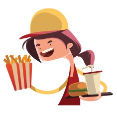 Girl working at fast food restaurant vector illustration cartoon character