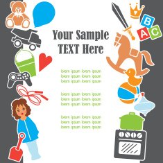 Children Toys Text Template Frame Card Vector Illustration