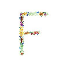 Watercolor floral monogram F