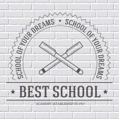 back to school logo or template on brick wall