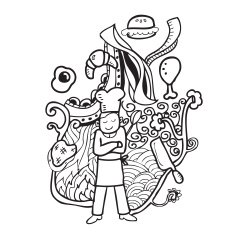 Chef and food doodle