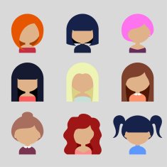 Set of Women Faces Icons in Flat Design N2