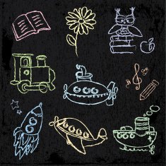 Kids color chalk drawings