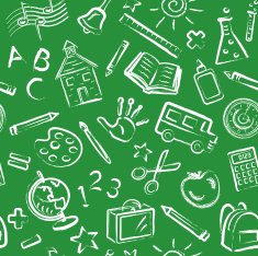School Symbols Blackboard Seamless Pattern