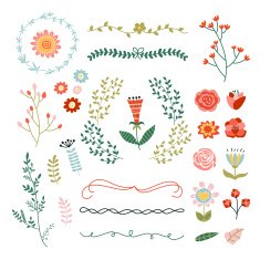 Lovely floral elements wreaths laurels flowers