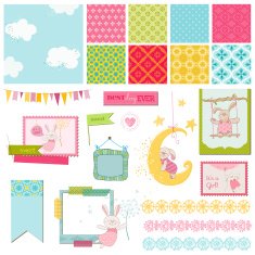 Scrapbook Design Elements - Baby Bunny Sweet