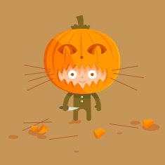 Hello Halloween pumpkin head character kid