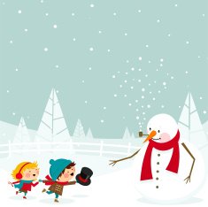Kids and snowman