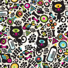 Cute monsters - black cats seamless pattern