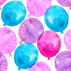 Seamless pattern with colorful watercolor balloons N2