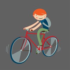 boy riding bicycle cartoon character isolated vector illustration