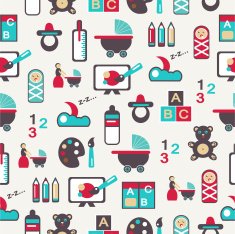 Seamless pattern with nursery equipment