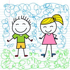 boy and girl cartoon sketch