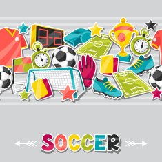 Sports seamless pattern with soccer sticker symbols