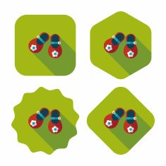 baby booties flat icon with long shadow N2