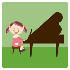school girl playing piano