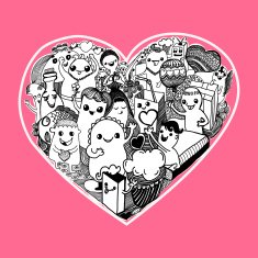 vector pattern of love with Doodle Design Elements - Illustration