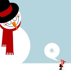 Big snowman and little boy