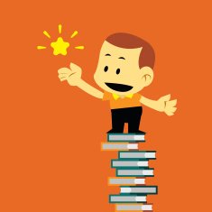 Vector Flat Cartoon Kid and Successful in Education