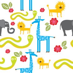 Zoo animals seamless pattern