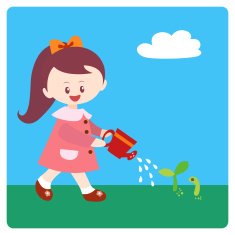 girl love environment and watering a plant