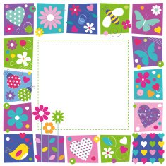 cute hearts flowers and butterflies border N2