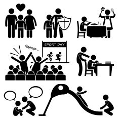 Children Needs Parent Love Supports Icon Cliparts