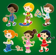 Cute kids playing set