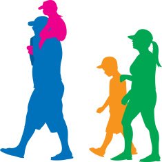 Family with Little Kids Silhouette