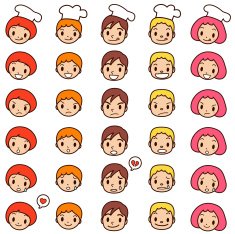 Icon ( Emoticons ) - Cute boy and girl(smiling talking angry crying)