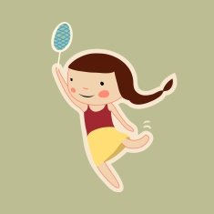 vector badminton girl jumping character