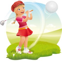 Teenage Girl Playing Golf on Green
