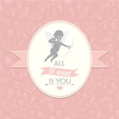 Greeting card with cute Cupud Festive Valentine's Day seamless