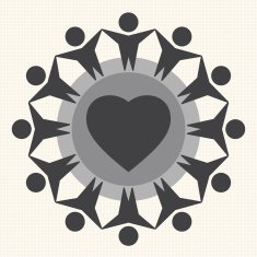 Children around heart
