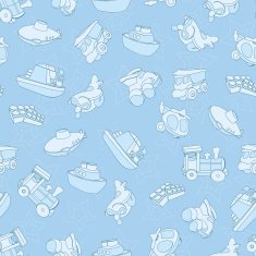 Seamless pattern with airplane boat ship helicopter cube submarine