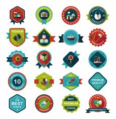 Baby badge banner design flat background set eps10