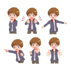 Manga Styled Boy with Multiple Poses N2