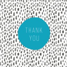 Thank you card With hand-drawn doodles background