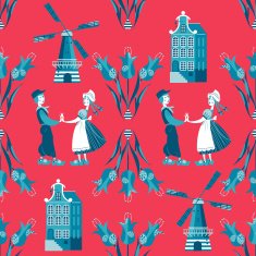 Seamless pattern with Dutch traditional elements