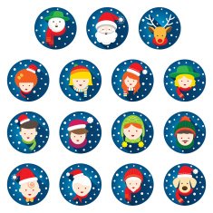 Flat Icons Set Christmas Family People